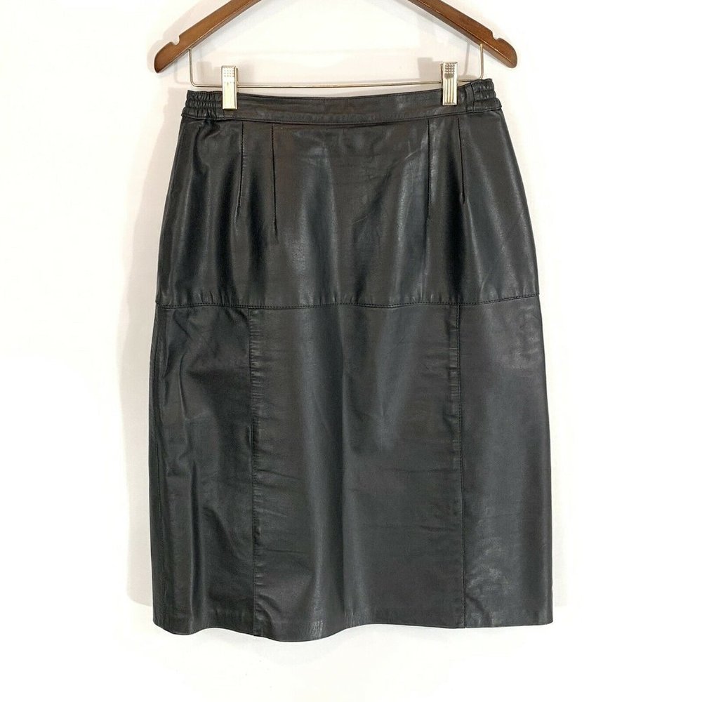 Fiori | Vintage Leather Knee Length Skirt